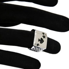 Black Enamel Spades Poker Ring Finger Jewelry 2017